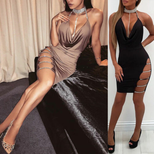 2019 New Sexy Women's Bandage Bodycon Evening Party V Neck Club Short Mini Dress