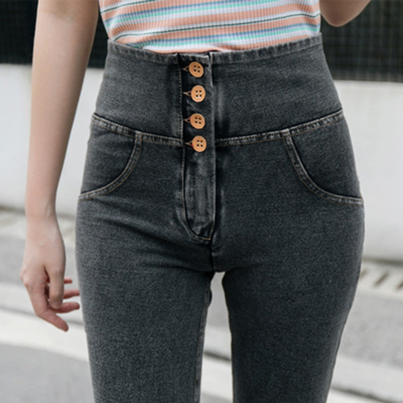 2022 New Fashion Women Butt Lifting Skinny Jeans High Waist Button Zippers Female Jeans Shapewear Denim Pencil Pants - taylorkinfo