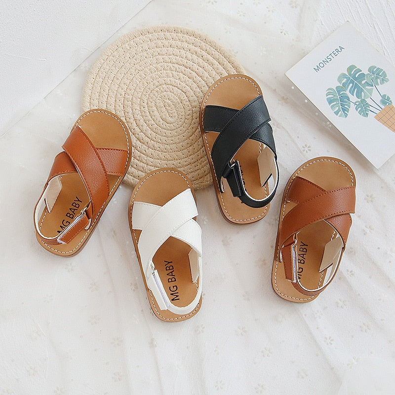 2022 Summer Boys Girls Sandals Fashion Cross-tied Anti-sliperry Soft Simple New Hot Children Beach Shoes Toddlers Kids  Sandals