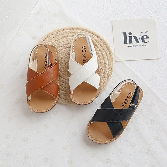 2022 Summer Boys Girls Sandals Fashion Cross-tied Anti-sliperry Soft Simple New Hot Children Beach Shoes Toddlers Kids  Sandals