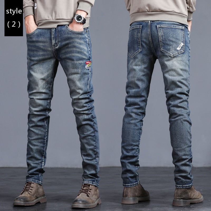 2023 New Men&#39;s Stretch Skinny Jeans Fashion Casual Cotton Denim Slim Fit Pants Male Korean Trousers Streetwear Brand Clothing - taylorkinfo