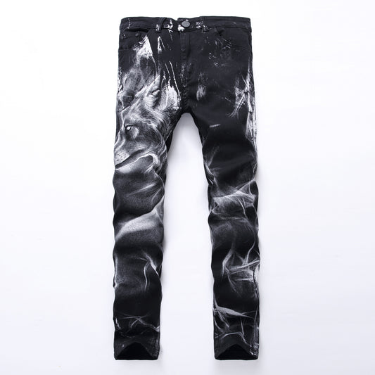 Wolf print jeans