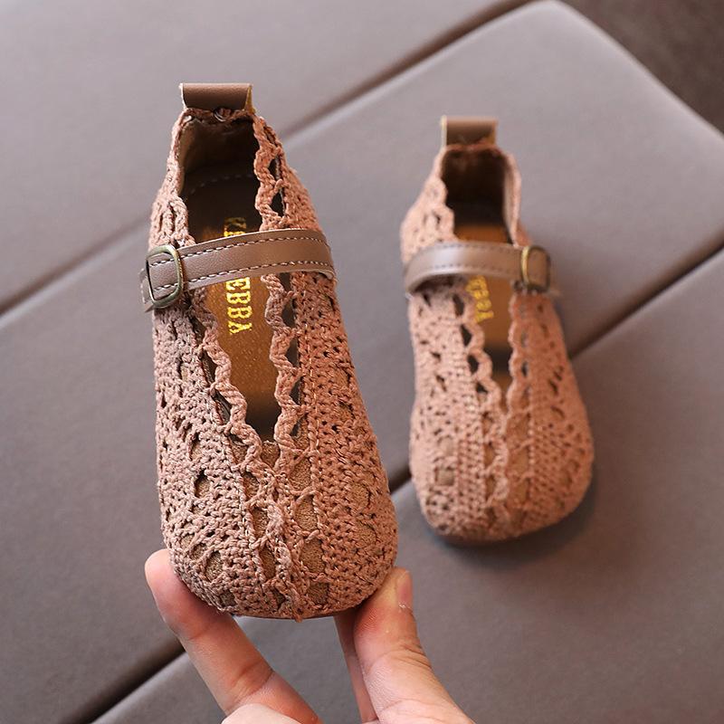 Girls Shoes Soft Sole Princess Shoes Lace Breathable Woven Shoes Flying Woven Sandals Toddler Shoes