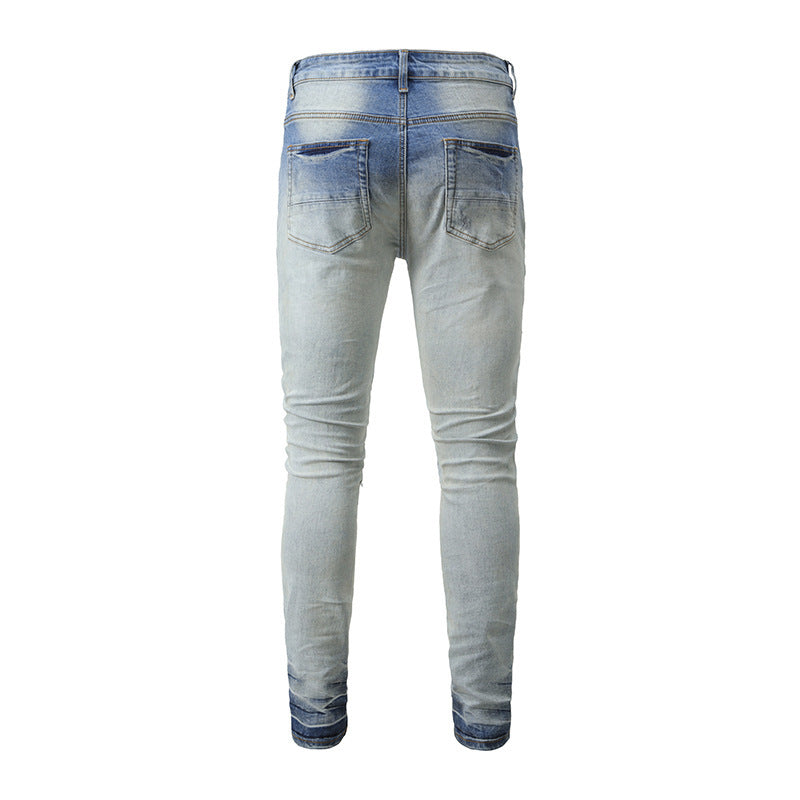 Men's Jeans Slim Blue Jeans With Small Feet