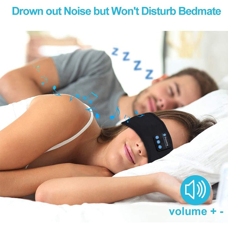 Wireless Bluetooth Sleeping Headphones Headband Thin Soft Elastic Comfortable Music Ear Phones Eye Mask For Side Sleeper Sports - taylorkinfo