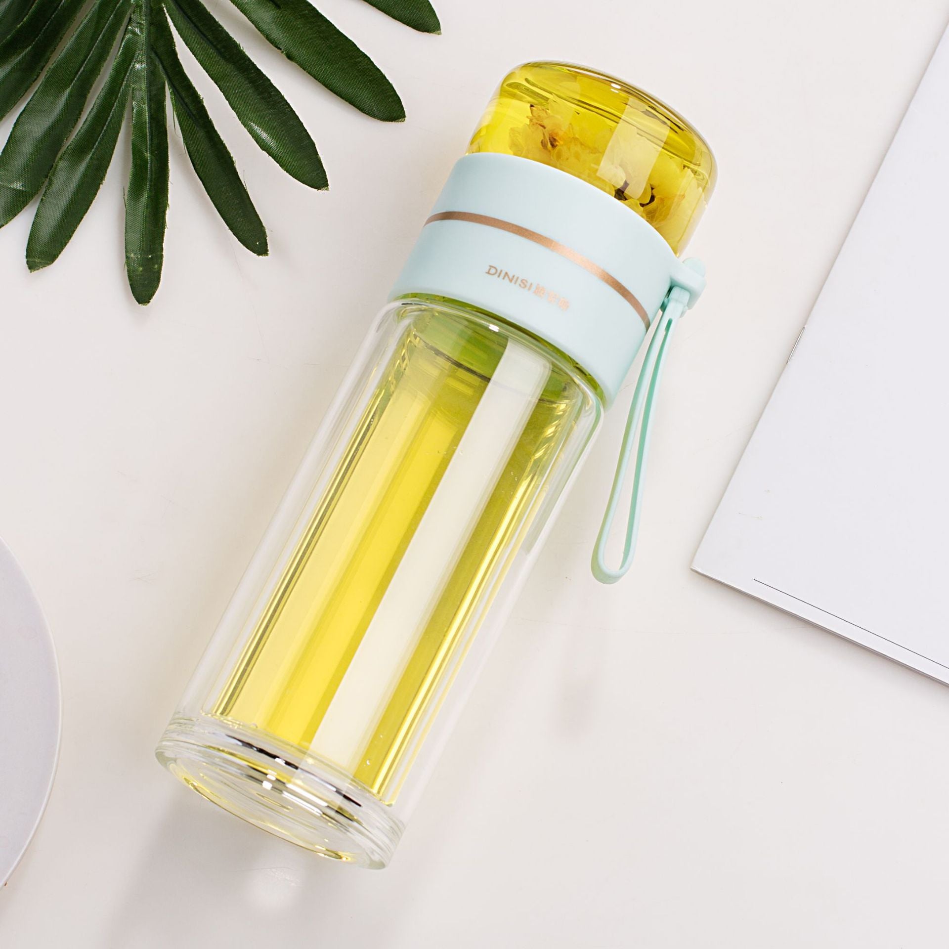 Glass Water Bottle With Tea Infuser Filter Tea Separation Double Wall Glass Bottle Leakproof Water Bottle - taylorkinfo