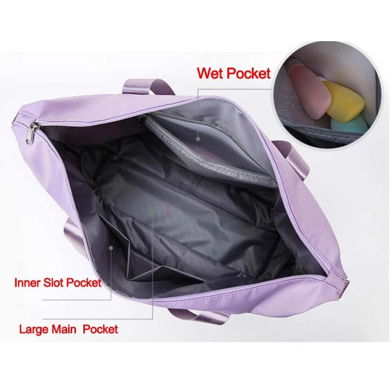 Foldable Storage Travel Bag Waterproof Large Capacity Gym Fitness Bag Weekender Overnight For Women - taylorkinfo