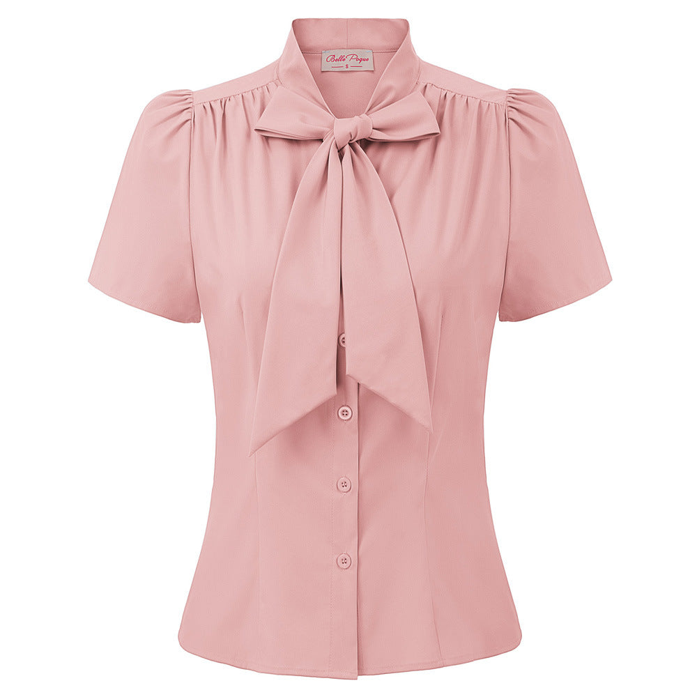 Ladies summer color retro short blouse shirt