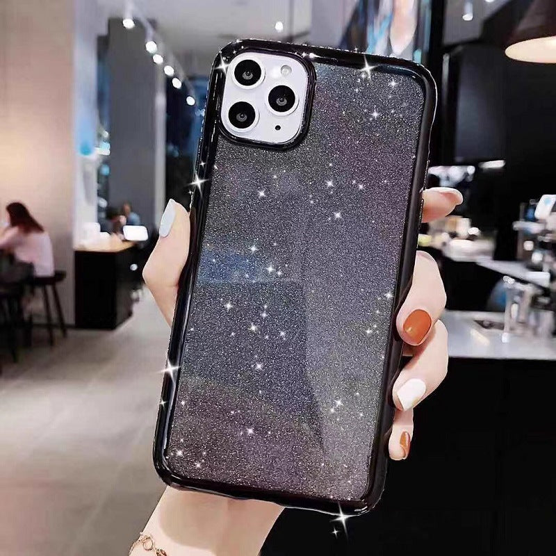 Compatible with Apple , Glitter Electroplating Side Diamond Soft Phone Case