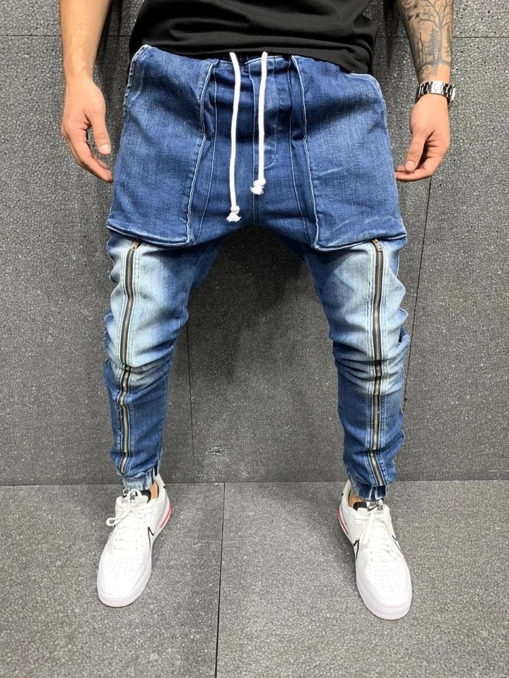 Men's Jeans Casual Sports Pants Leggings Washed Jeans