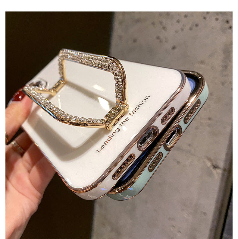 Women's Fashion Simple Diamond Bracket Phone Case