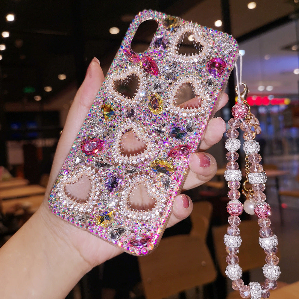 All-Inclusive Transparent Silicone Diamond Heart Phone Case