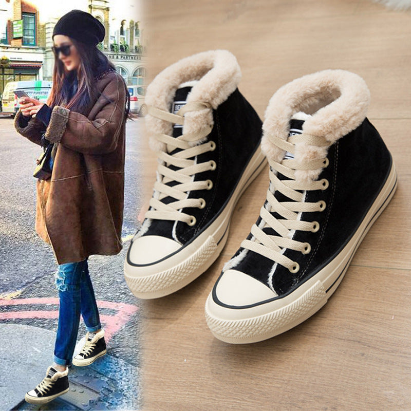 Winter plus velvet shoes women's high-top cotton shoes