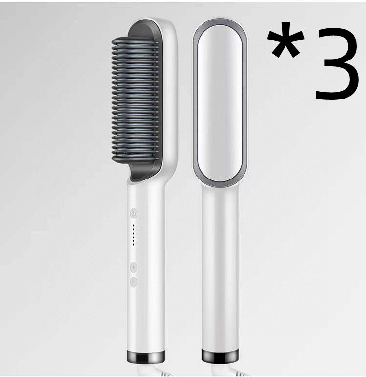 New 2 In 1 Hair Straightener Hot Comb Negative Ion Curling Tong Dual-purpose Electric Hair Brush - taylorkinfo