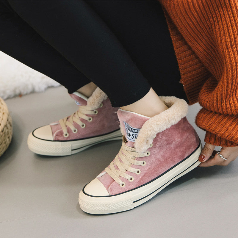 Winter plus velvet shoes women's high-top cotton shoes