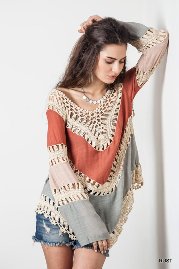 Female loose Bohemia beach blouse