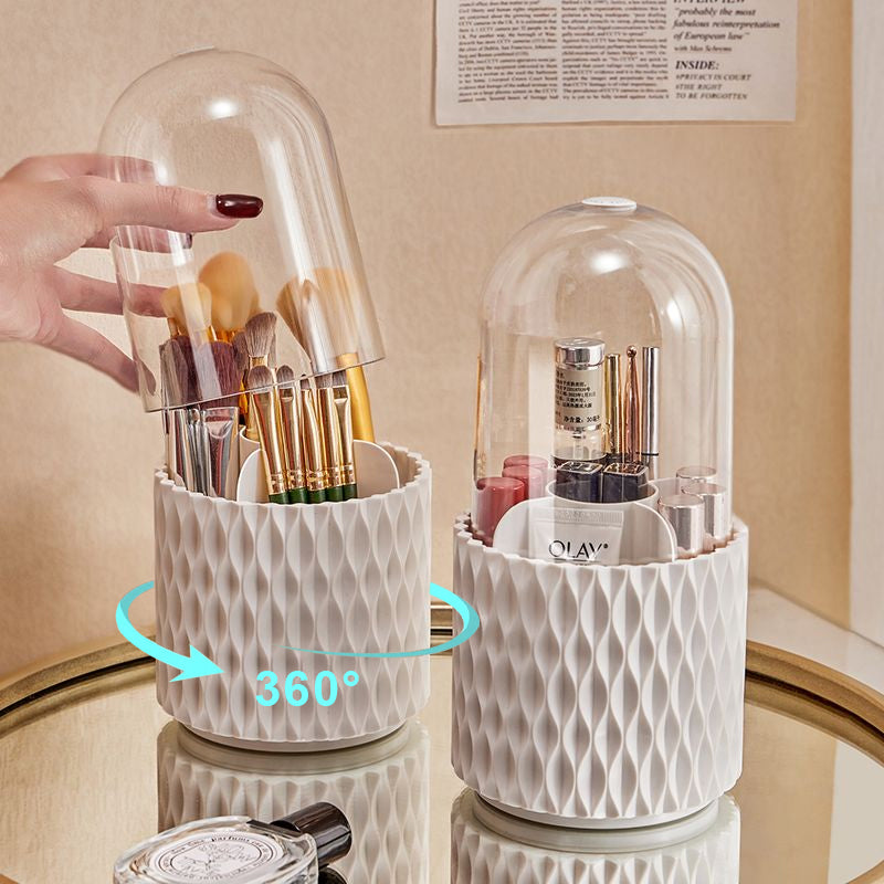 360 Rotating Large Capacity Transparent Makeup Brush Storage Pen Holder Acrylic Dust With Lid Desktop Cosmetic Storage Box - taylorkinfo