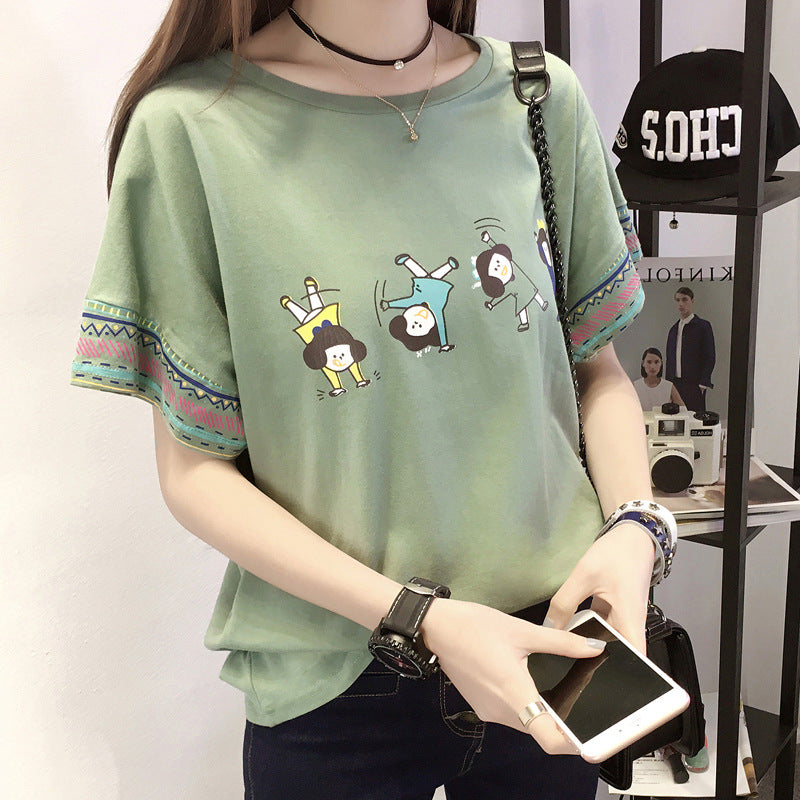 Summer cotton blouse with short sleeves