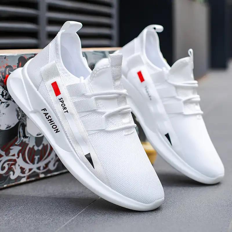 Men's sports running shoes youth white shoes