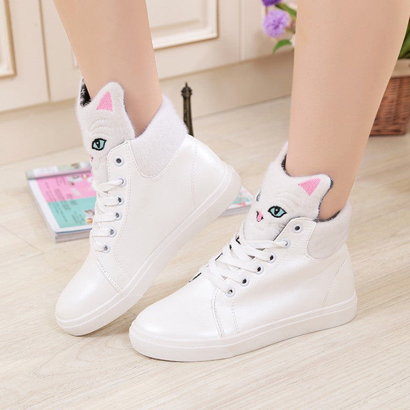 Foreign trade aliexpress white shoehead high shoes shoes lady spring leisure shoes wholesale Korean Students