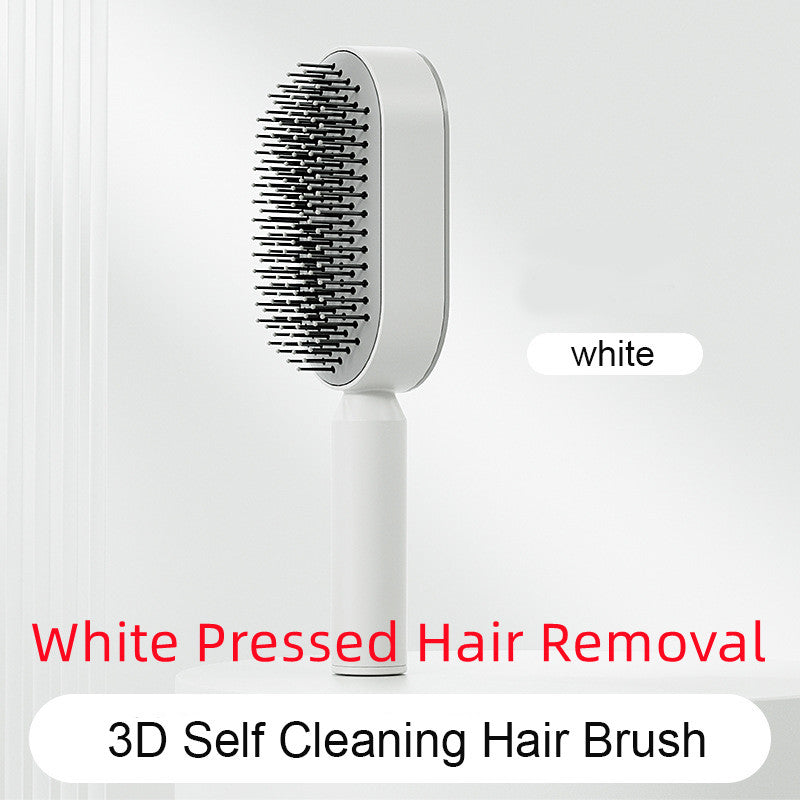 Self Cleaning Hair Brush For Women One-key Cleaning Hair Loss Airbag Massage Scalp Comb Anti-Static Hairbrush - taylorkinfo