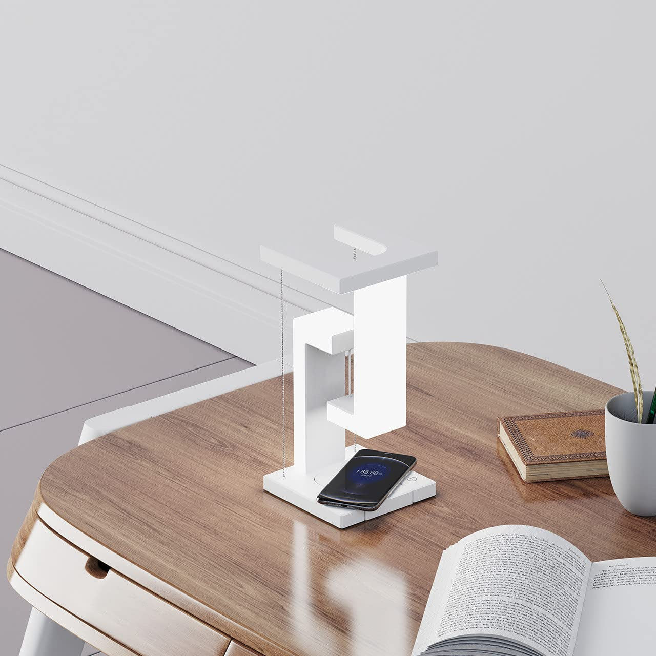 Creative Smartphone Wireless Charging Suspension Table Lamp Balance Lamp Floating For Home Bedroom - taylorkinfo