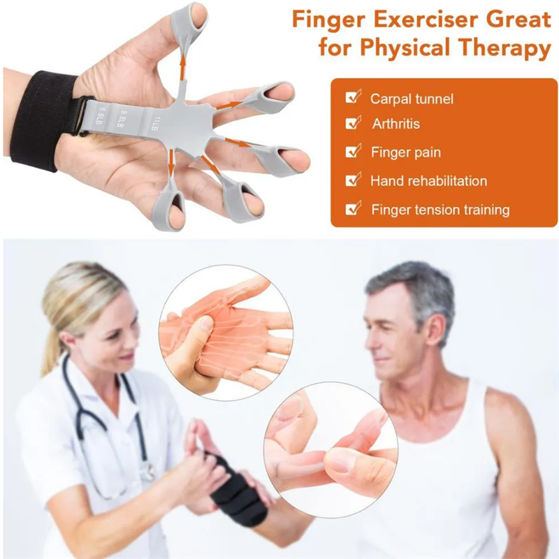 Silicone Grip Device Finger Exercise Stretcher Finger Gripper Strength Trainer Strengthen Rehabilitation Training - taylorkinfo