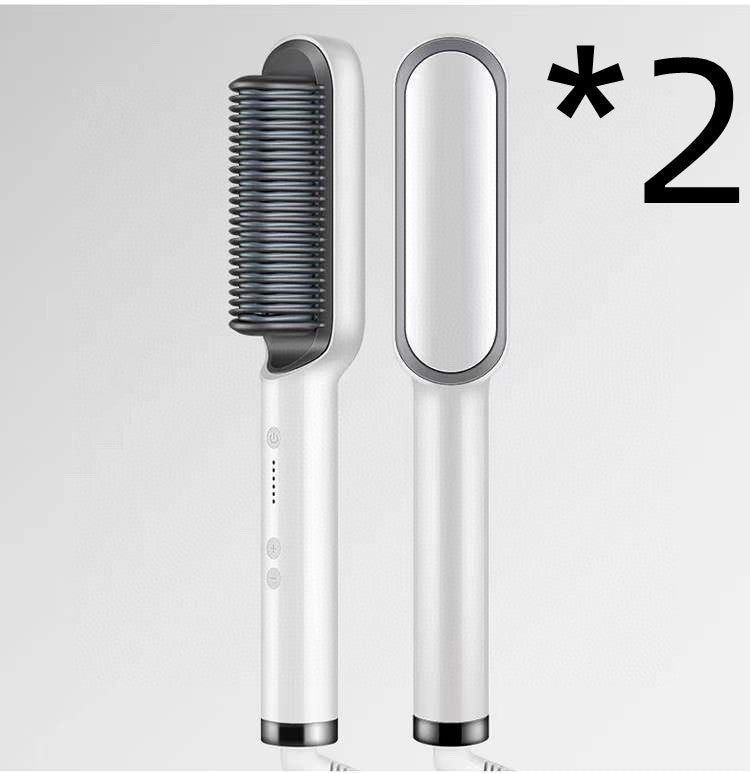 New 2 In 1 Hair Straightener Hot Comb Negative Ion Curling Tong Dual-purpose Electric Hair Brush - taylorkinfo