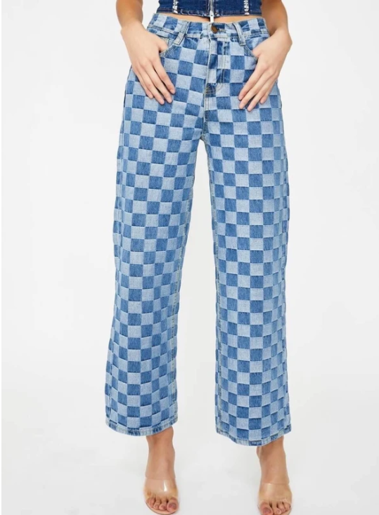 Women's plaid jeans