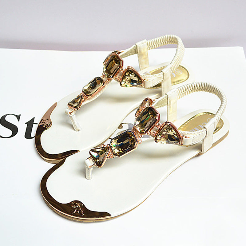 Sandals Women 2021 New Summer Sandals Women Shoes Casual Elastic Band Crytal Flat Sandals Light Wearproof Nonslip Women Sandals - taylorkinfo