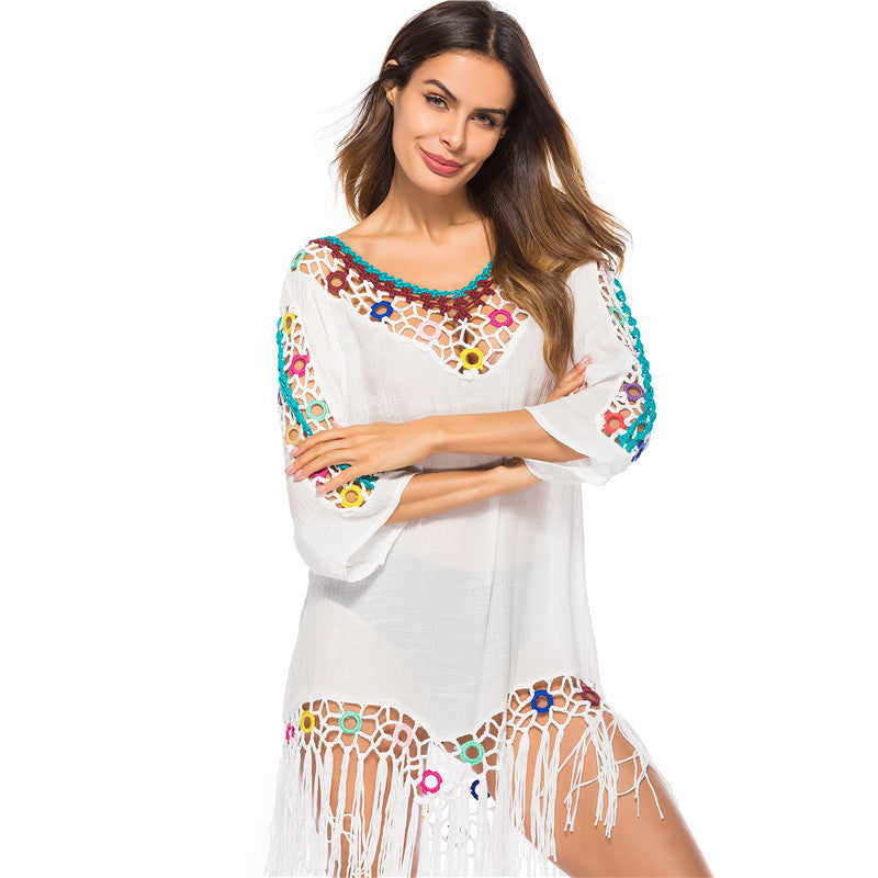 Hand hook rainbow color blouse