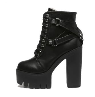 Cross-tie ankle boots