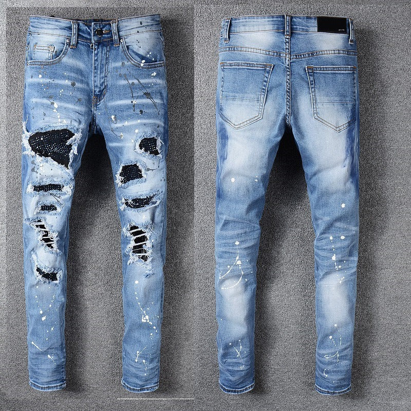 Ripped embroidered jeans