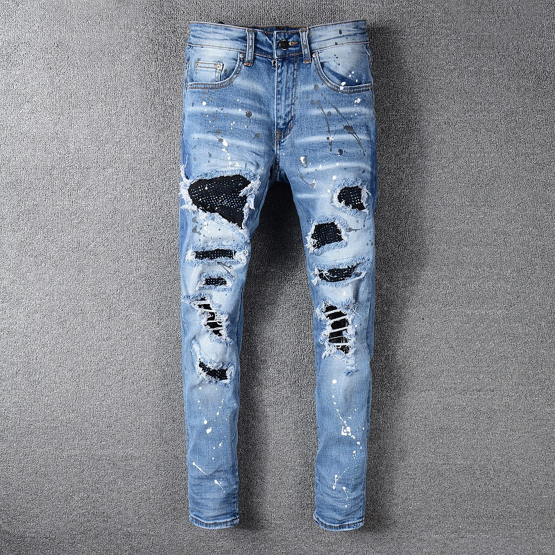 Ripped embroidered jeans