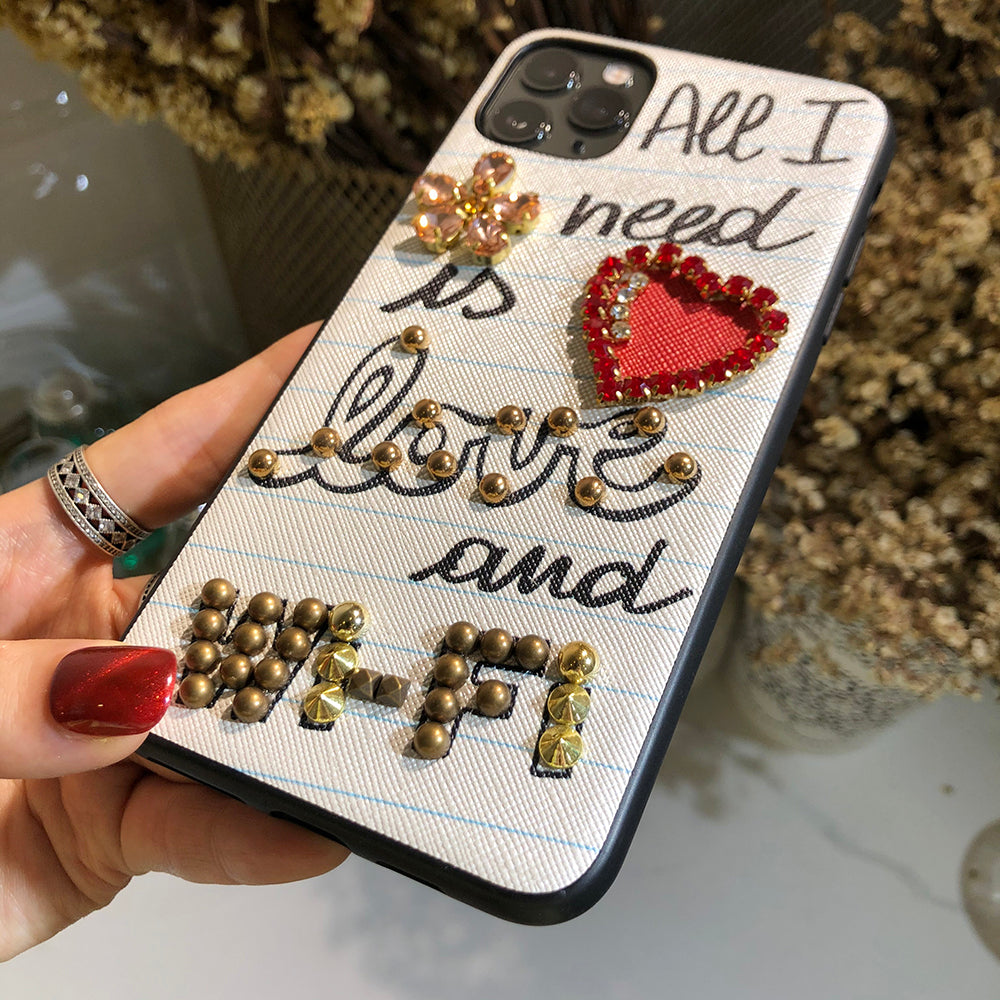 Luxury diamond love and wifi phone case