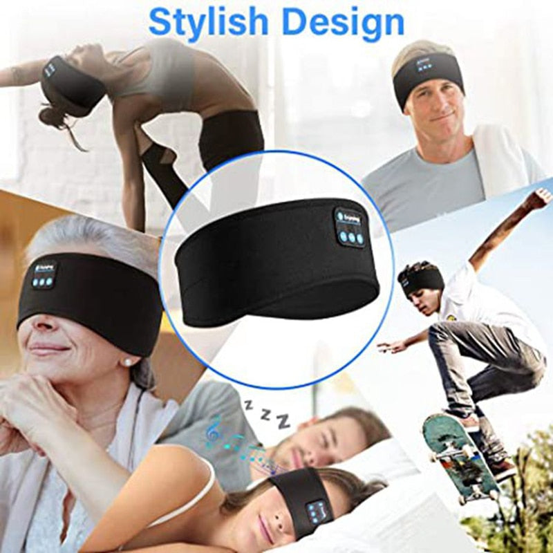 Wireless Bluetooth Sleeping Headphones Headband Thin Soft Elastic Comfortable Music Ear Phones Eye Mask For Side Sleeper Sports - taylorkinfo