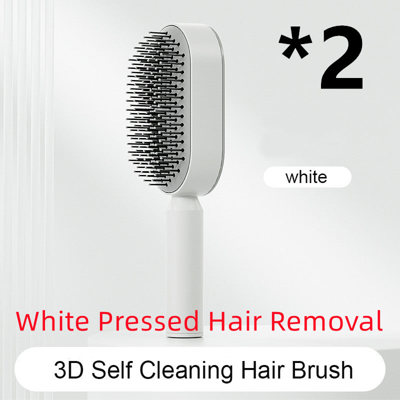 Self Cleaning Hair Brush For Women One-key Cleaning Hair Loss Airbag Massage Scalp Comb Anti-Static Hairbrush - taylorkinfo