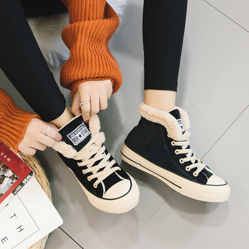 Winter plus velvet shoes women's high-top cotton shoes