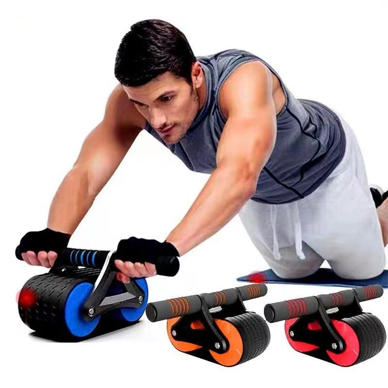 Double Wheel Abdominal Exerciser Women Men Automatic Rebound Ab Wheel Roller Waist Trainer Gym Sports Home Exercise Devices - taylorkinfo