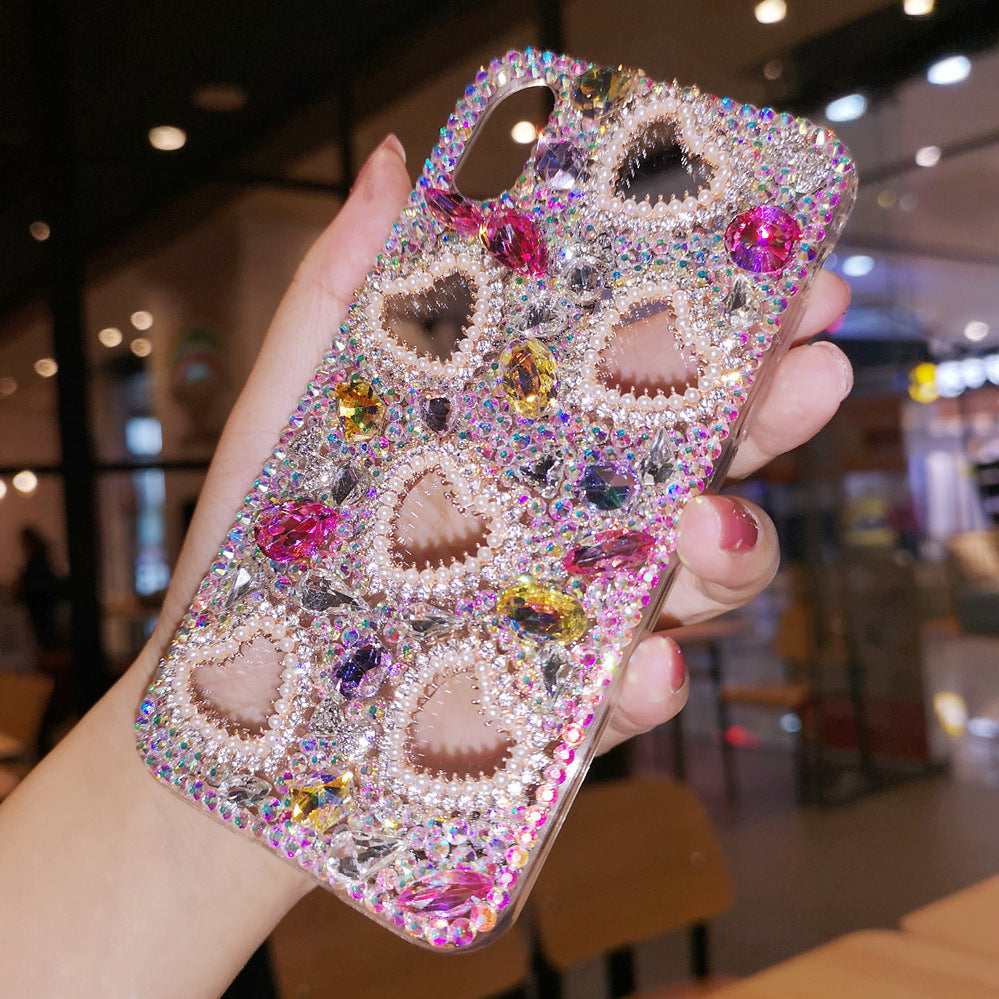 All-Inclusive Transparent Silicone Diamond Heart Phone Case