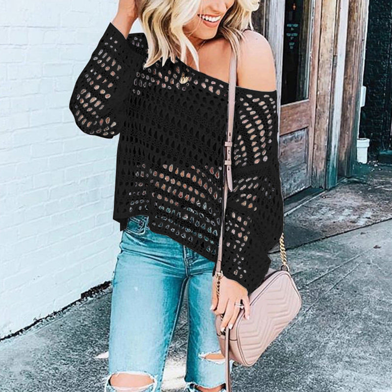 Mesh openwork sweater blouse