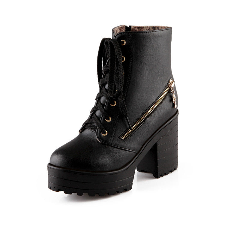 High heeled British retro Martin boots