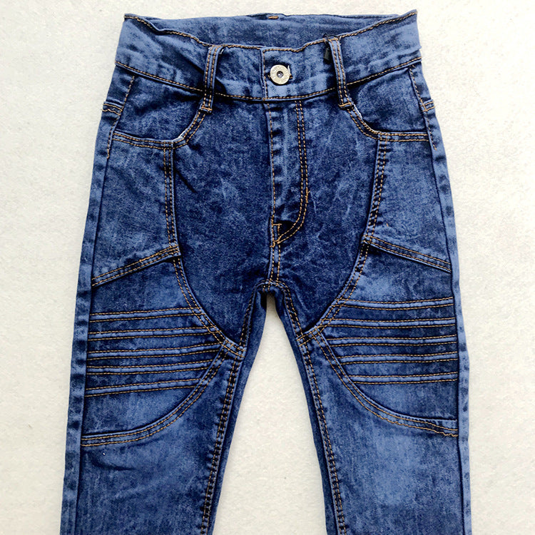 Kids Jeans Crumpled Boys Casual Boys Solid Color Jeans