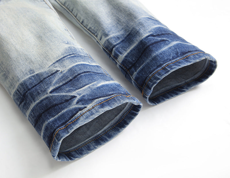 Men's Jeans Slim Blue Jeans With Small Feet