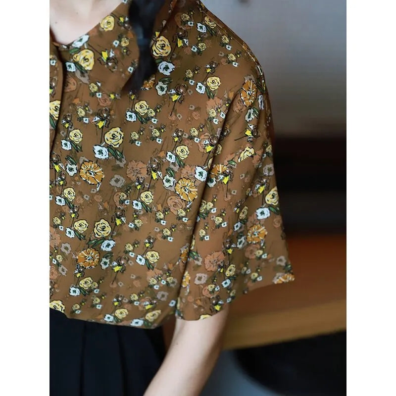 Floral Short-sleeved Blouse Women's Leggings Summer Dress