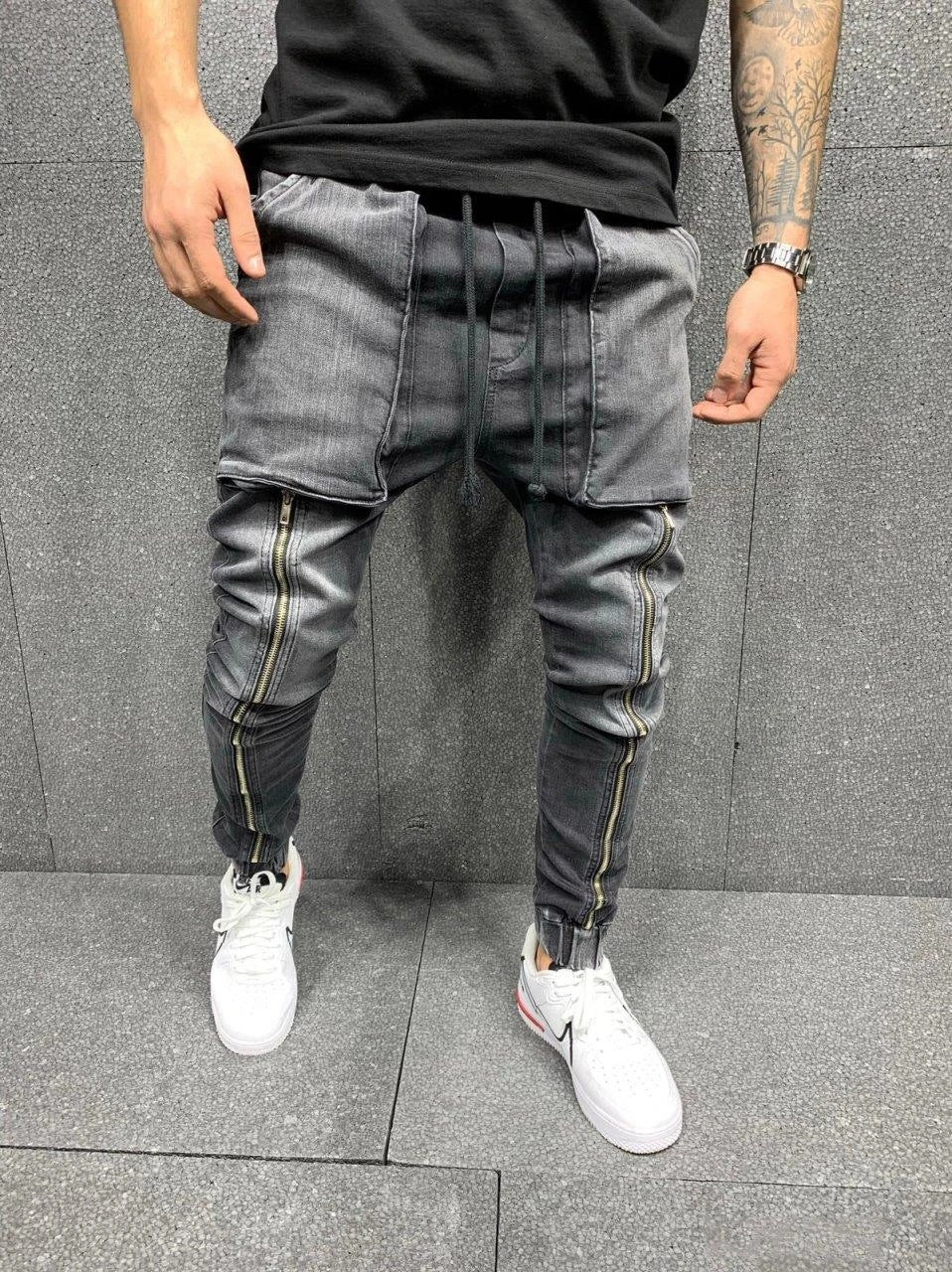 Men's Jeans Casual Sports Pants Leggings Washed Jeans