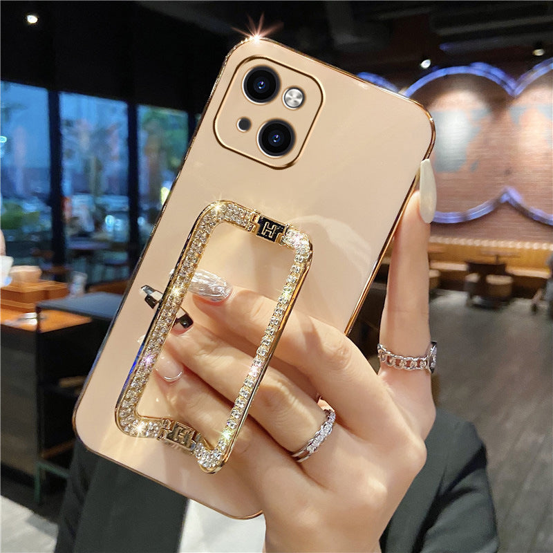 Women's Fashion Simple Diamond Bracket Phone Case