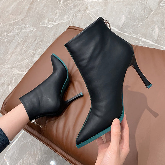 All-match Stiletto Pointed High-heeled Ankle Boots