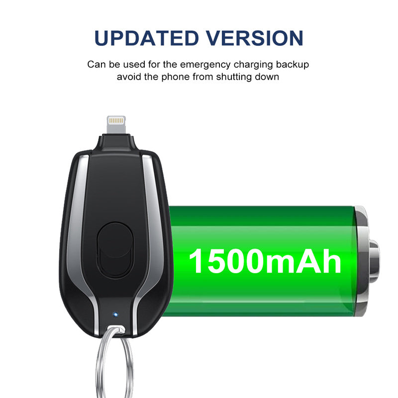 1500mAh Mini Power Emergency Pod Keychain Charger With Type-C Ultra-Compact Mini Battery Pack Fast Charging Backup Power Bank - taylorkinfo