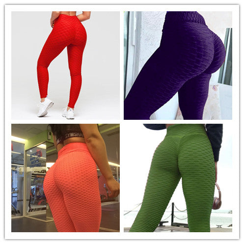 Hip-turned Folds Elastic High-waist Fitness Leggings Breathable Slim Indoor Sports - taylorkinfo